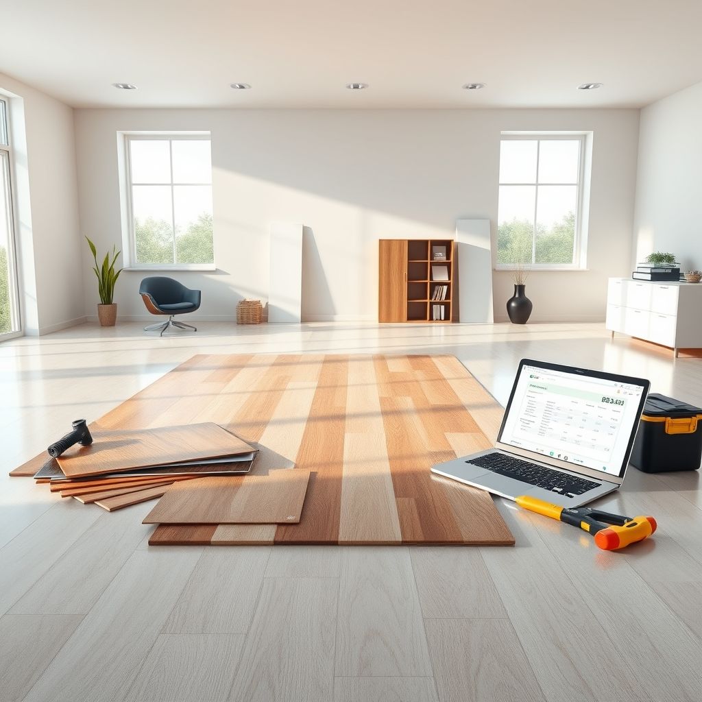 Modern flooring installation with project cost details for residential and commercial properties.